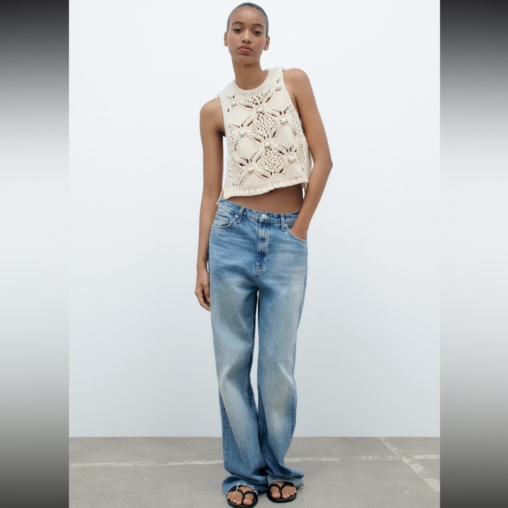Zara Crochet Knit Cropped Top